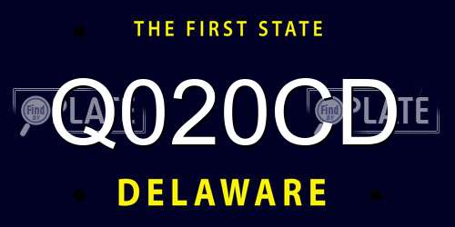 Q020CD Delaware License Plate