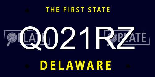 Q021RZ Delaware License Plate