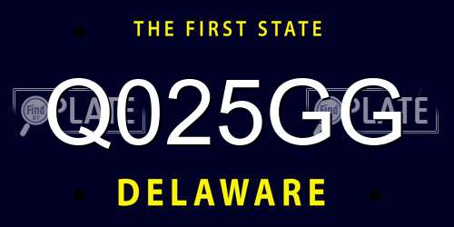 Q025GG Delaware License Plate