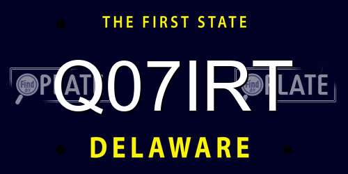 Q07IRT Delaware License Plate