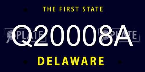 Q20008A Delaware License Plate