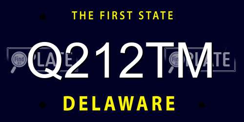 Q212TM Delaware License Plate