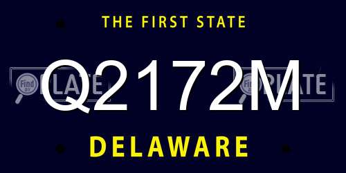 Q2172M Delaware License Plate