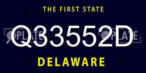 Q33552D Delaware License Plate