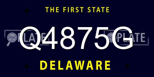 Q4875G Delaware License Plate