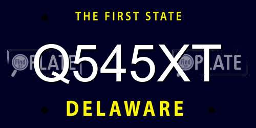 Q545XT Delaware License Plate