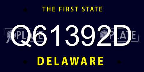 Q61392D Delaware License Plate