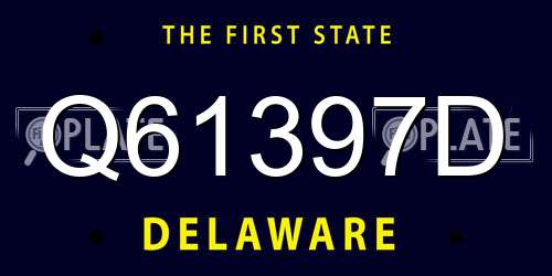 Q61397D Delaware License Plate