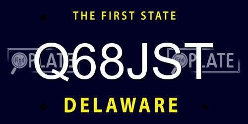 Q68JST Delaware License Plate