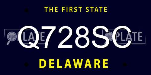 Q728SC Delaware License Plate