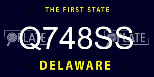 Q748SS Delaware License Plate