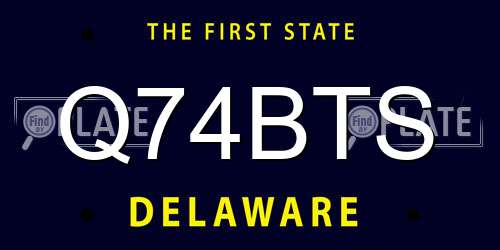 Q74BTS Delaware License Plate