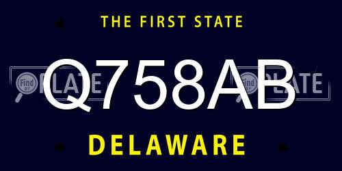 Q758AB Delaware License Plate