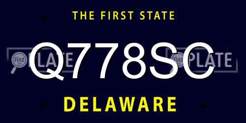 Q778SC Delaware License Plate