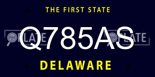 Q785AS Delaware License Plate