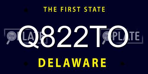 Q822TO Delaware License Plate