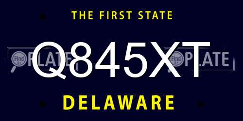 Q845XT Delaware License Plate