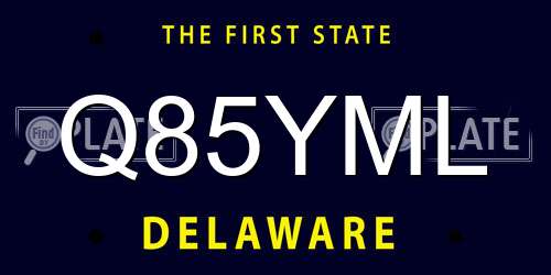 Q85YML Delaware License Plate