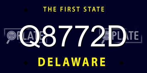 Q8772D Delaware License Plate