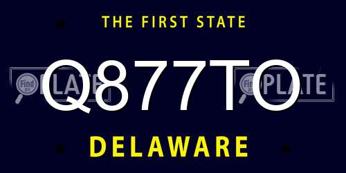 Q877TO Delaware License Plate