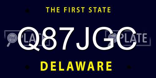Q87JGC Delaware License Plate