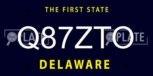 Q87ZTO Delaware License Plate