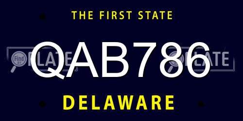 QAB786 Delaware License Plate