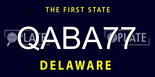 QABA77 Delaware License Plate