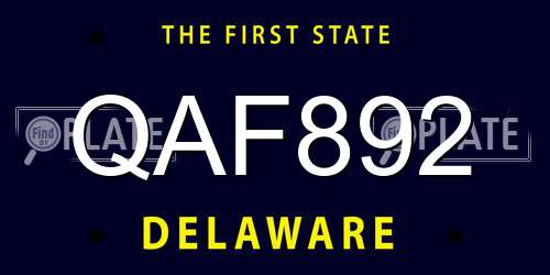 QAF892 Delaware License Plate