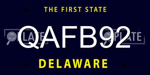 QAFB92 Delaware License Plate
