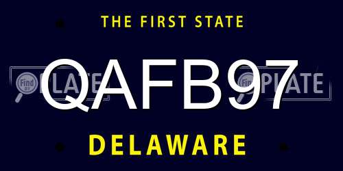 QAFB97 Delaware License Plate