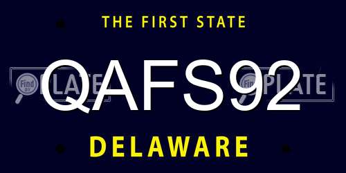 QAFS92 Delaware License Plate