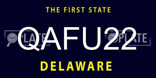 QAFU22 Delaware License Plate
