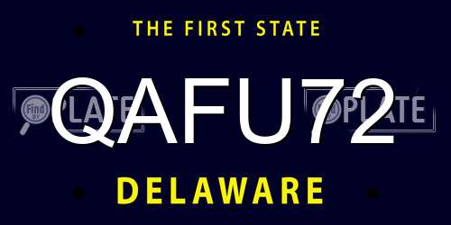QAFU72 Delaware License Plate