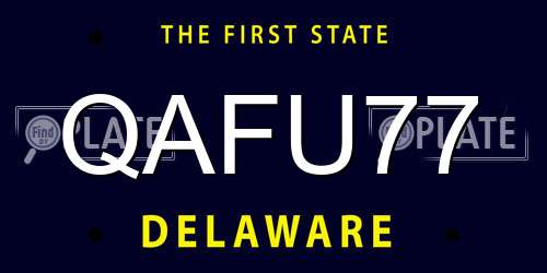 QAFU77 Delaware License Plate