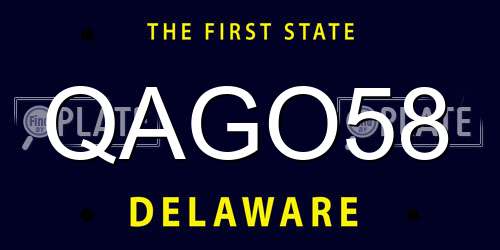 QAGO58 Delaware License Plate