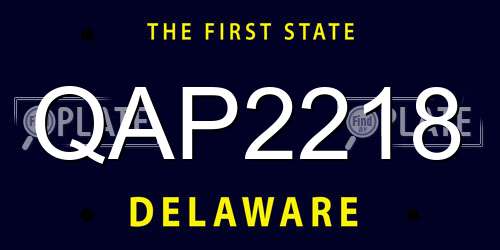 QAP2218 Delaware License Plate