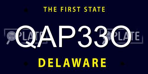 QAP33O Delaware License Plate
