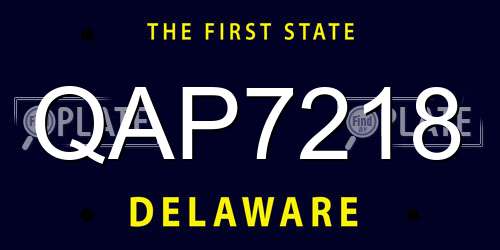 QAP7218 Delaware License Plate