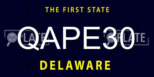 QAPE30 Delaware License Plate