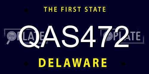 QAS472 Delaware License Plate