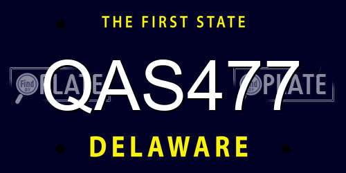 QAS477 Delaware License Plate