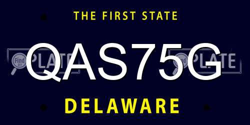 QAS75G Delaware License Plate