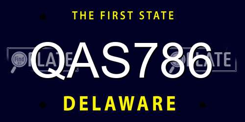 QAS786 Delaware License Plate