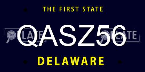 QASZ56 Delaware License Plate