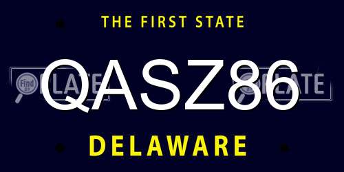 QASZ86 Delaware License Plate