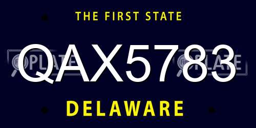 QAX5783 Delaware License Plate