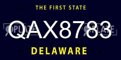 QAX8783 Delaware License Plate