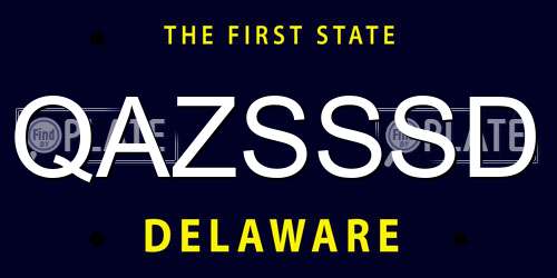 QAZSSSD Delaware License Plate