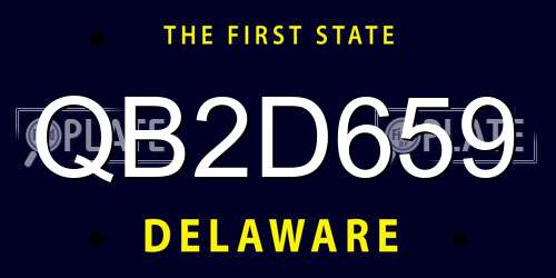 QB2D659 Delaware License Plate